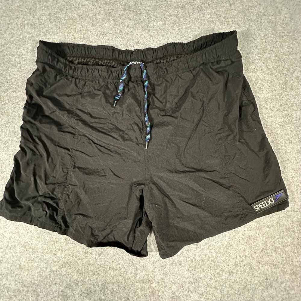 Speedo Swim Trunks XL Black Mens Sport Systems Nylon Mesh Lined